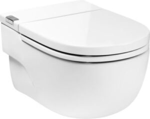 Roca in-tank væg toilet med integreret cisterne. Med I-beslag. Med softclose sæde. kræver strøm